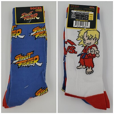 #ad 2 Pair Street Fighter Socks Men#x27;s Shoe Size 8 12 Videogame Arcade S6 M $12.99