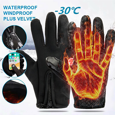 #ad 2Pair Unisex Winter Warm Windproof Waterproof Thermal Touch Screen Gloves Mitten $7.83