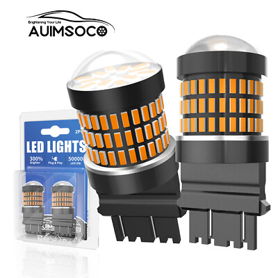 #ad 2X Error Free Amber 3157 LED DRL Turn Signal Parking Indicator Light Bulbs $17.99