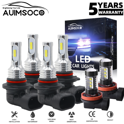 #ad 9005 9006 H11 LED Combo Headlight Fog Light Kit High Low Beam Bulbs White 6000K $34.99