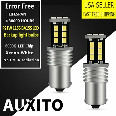 #ad AUXITO 2x Error Free CANBUS 1156 White P21W LED Bulbs Backup Reverse Light Bulb $10.11