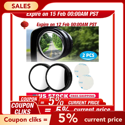 #ad 2Pcs Blind Spot Mirrors Round HD Glass Convex 360° Side Rear View Mirror for Ca $2.59