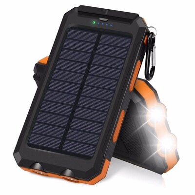 #ad 20000mAh Solar Power Bank Charger With Dual USB Outputs Compass amp; Flashlight $12.89