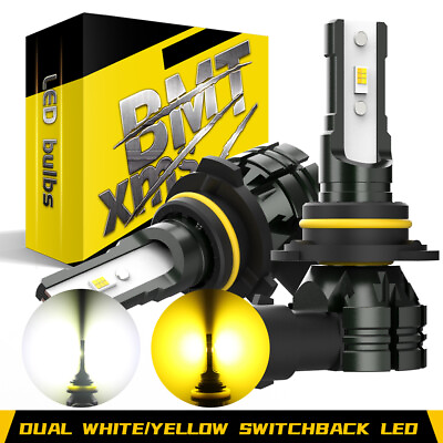 #ad 2X Switchback Dual Amber White 9006 HB4 LED Headlight Fog Light Bulb Low Beam $19.99
