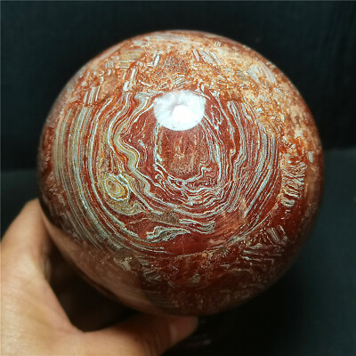 #ad TOP 1860G Natural Polished Red line Stone Agate Crystal Ball Healing WD1347 $233.99