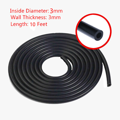 #ad ID 3mm 1 8quot; Black Universal Silicone Air Vacuum Hose Line Pipe Tube 10 Foot $12.98