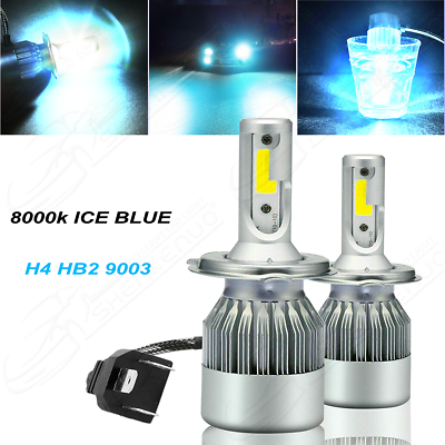 #ad H4 9003 COB LED Headlight Bulbs Conversion Kit High Low Beam 8000K Ice Blue $19.99