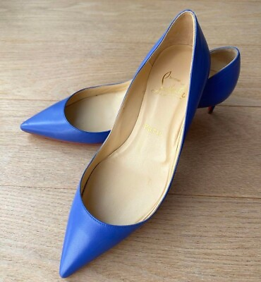 #ad Christian Louboutin Heel Pump Blue Heel5cm Size37 US7 $158.29