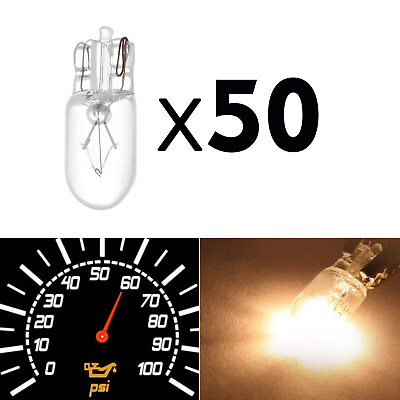 #ad 50X T10 168 194 Halogen Wedge Bulb Instrument Cluster Odometer Lights Warm White $9.30