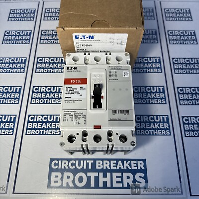 #ad EATON FD3015 15 Amp 600 Vac 3 Pole FD 35k Circuit Breaker Warranty New In Box $474.99