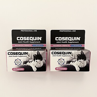 #ad COSEQUIN 2x Joint Health Supplement for Cats Maximum Strength 60 Caps EXP 04 26 $28.99