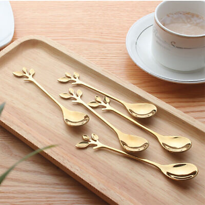 #ad Stainless Steel Spoon Branches Leaf Spoon Fork For Kitchen Tableware Ornament $9.14