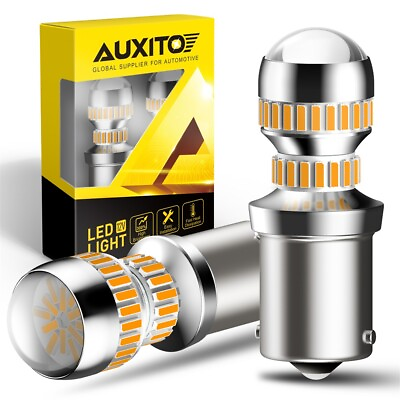 #ad AUXITO 1156 Amber LED Turn Signal Light Bulb Error Free Anti Hyper Flash NEW $15.99