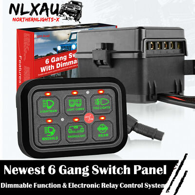 #ad 6 Gang Switch Panel Circuit Control Box LED Light Bar Marine Boat UTV Golf Cart $75.99