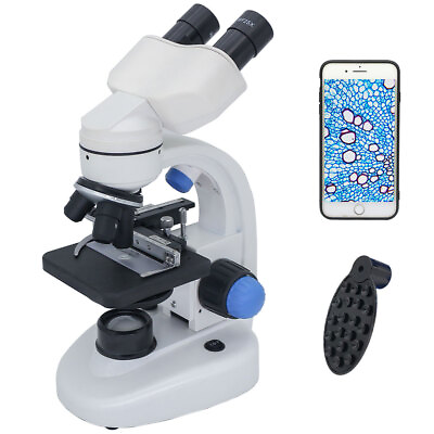 #ad LED Binocular Microscope 2000X Lab Biological Microscope with Smartphone Clip $79.00
