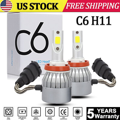 #ad 2PCs H11 H8 H9 LED Headlight Fog Light Kit 6500K White Bulbs Hi Lo Beam 390000LM $10.00
