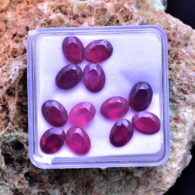 #ad 12 Pcs Natural Mozambique Ruby Sparkling Red Oval Faceted Cut 8mm*6mm Gemstones $37.82