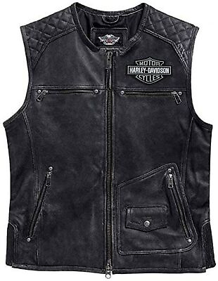 #ad #ad Harley Davidson Men#x27;s Motorcycle Knuckle Distressed biker Genuine leather Vest $82.50