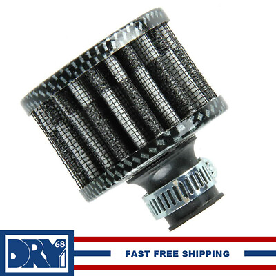 #ad 12mm Carbon Air Intake Breather Filter Oil Catch Crankcase Universal Vent Valve $4.99