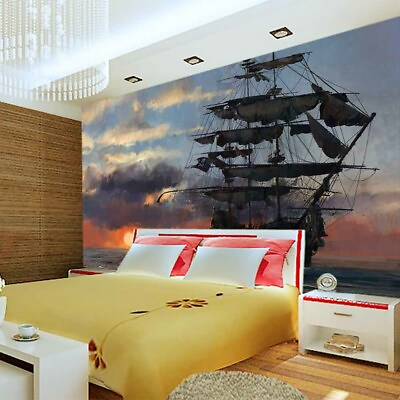 #ad Sunset Sea Sailing Full Wall Mural Photo Wallpaper Printing 3D Decor Kid Home AU $347.99