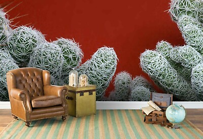3D Cactus Red Background Wallpaper Wall Mural Removable Self adhesive Sticker755 AU $249.99