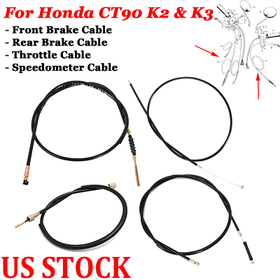 #ad US Front Rear Brake Throttle Speedometer Cables For Honda CT90 K2 K3 1970 1971 $44.99