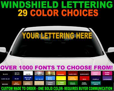 #ad CUSTOM WINDSHIELD BANNER LETTERING UP TO 5quot; x 48quot; STRIP VINYL DECAL STICKER TEXT $15.97