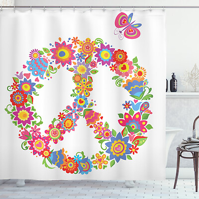 #ad Groovy Decorations Peace Flower Colorful Peaceful World Dream Shower Curtain $31.99