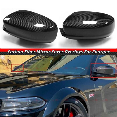 #ad 2Pcs Real Carbon Fiber Side View Mirror Cover Caps For 2011 2023 DODGE CHARGER $98.00