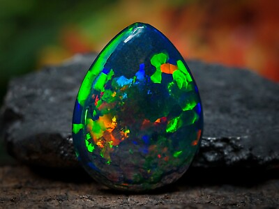 #ad AAA Rarest Top Quality Outstanding Fire Black Opal 7.80 Crt 15x19 MM SO116 $159.99