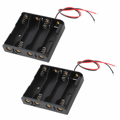 #ad 2 Pcs Wired Connector 4 x 1.5V AA Battery Holder Plastic Case Storage Box AU $13.98
