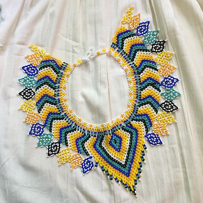 #ad Handmade Mexican Huichol Bead Necklace Huichol Folk Art Jewelry $46.00