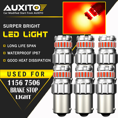 #ad 6X AUXITO 7506 1156 BA15S LED Brake Stop Tail Light Bulbs Red Ultra Bright EOA $37.99