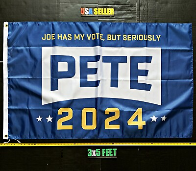 #ad Pete Buttigieg Flag *FREE FIRST CLASS SHIP * White Blue Gay LGBT 2024 Sign 3x5#x27; $19.95