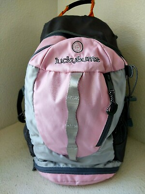 #ad Lucky Bums Backpack Kids Pink Grey Tracker 20 Hiking Day Pack Bag Washable HOLE $3.00