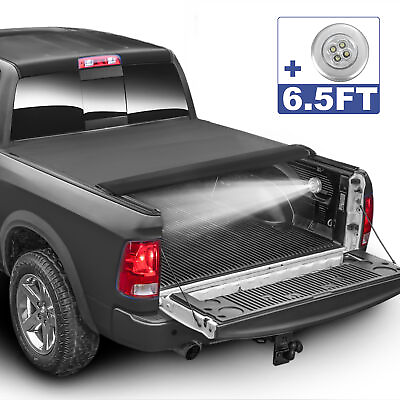#ad 6.5FT Bed Soft Truck Tonneau Cover For Toyota Tundra 2007 2013 w Lamp Roll Up $134.97