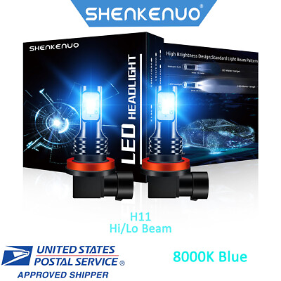 #ad Combo 2Pcs H9 H11 Front LED Headlight Bulbs High Low Beam 8000K Kit Super Bright $18.13