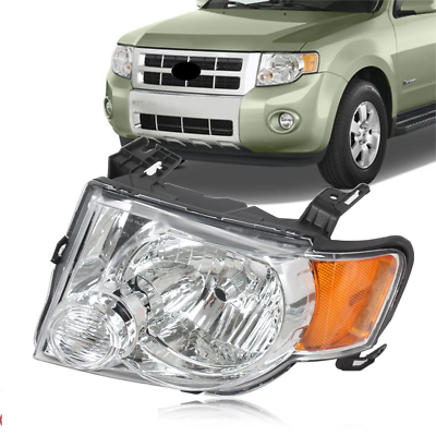 #ad For Ford Escape 2008 2012 Left Headlight Headlamp Chrome Housing Amber Corner $40.69