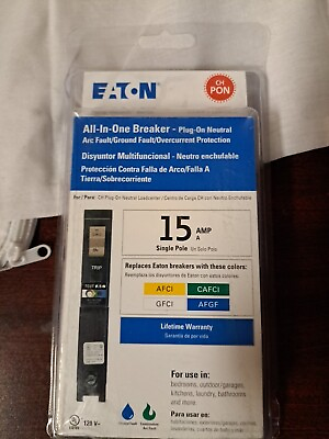#ad Eaton All In One Breaker Plug On 15A Single Pole CHFP115A1CS new sealed d $20.99