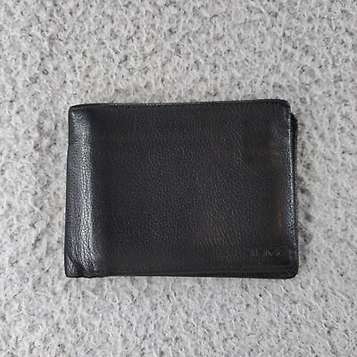 #ad #ad TUMI Black Wallet Men#x27;s Bifold Fine LEATHER License Holder Divided Money Section $38.88