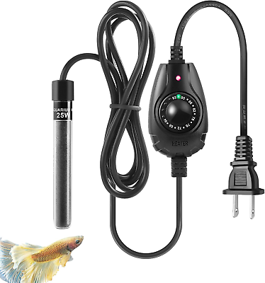 #ad 25W Super Mini Aquarium Heater: Adjustable Heater for Small Fish Tank 2 6Gallons $16.59