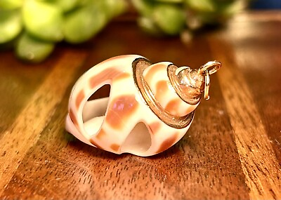 #ad Vintage Yellow Gold Dipped Seashell Pendant Ocean Natural Jewelry $18.71