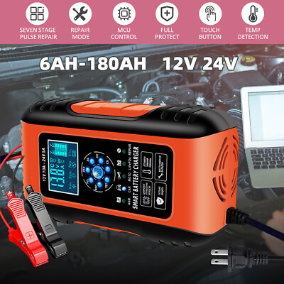 12 24V 10A Intelligent Automatic Car Battery Charger Pulse Jump Starter AGM GEL $26.99
