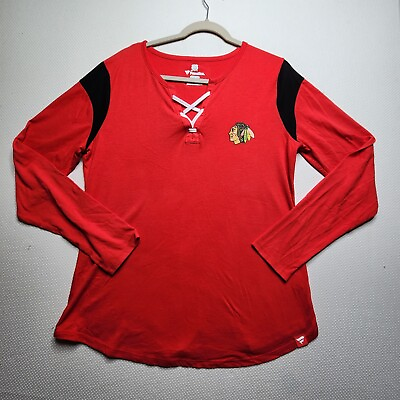 #ad Chicago Blackhawks Womens Shirt Extra Large Red NHL Hockey Fanatics Logo $16.78