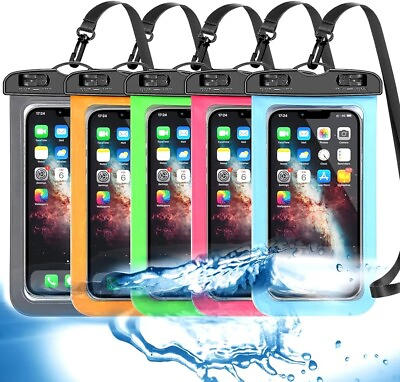 #ad 5 Pack Universal Waterproof Phone Pouch Large Phone Dry Bag Waterproof Case for $13.40
