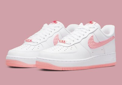 Nike Air Force 1 #x27;07 Low Shoes White Pink quot;Valentines Dayquot; DR0144 100 Men#x27;s NEW $169.90