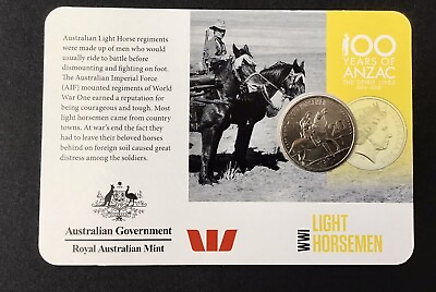 #ad 2015 anzacs remembered 20 Cent Australian Decimal Coin x 1 WW1 Light Horsemen AU $16.95