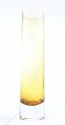 #ad Hand Blown Murano Style Amber Yellow Art Glass Column Vase 9quot; Tall $17.50
