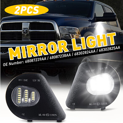 #ad AUXITO White LED Under Side Mirror Puddle Light For Dodge RAM 1500 2500 3500 $15.99