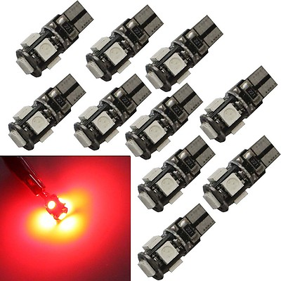 #ad 10 * Red T10 5SMD type LED W5W 168 921 194 Canbus Error Free Wedge bulb light $6.99